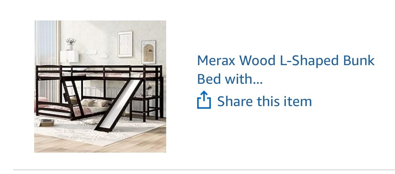 Triple bunk bed with desk and slide