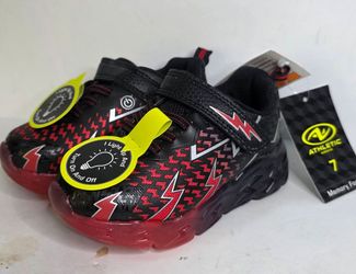 Athletic Works Red Easy On/Off Light Up Shoes Boys Size 7