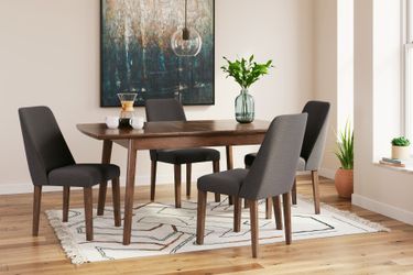 Lyncott Charcoal/Brown Extension Dining Table and 4 Chairs (Online Special Price)