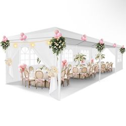 New in box HOTEEL 10x30 Party Tent Outdoor Canopy Tent with Removable Sidewalls, White Tents for Parties Waterproof for Patio Gazebo Shelter Carpas We