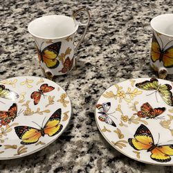 Butterfly Ceramic Tea Cup And Saucer Set 