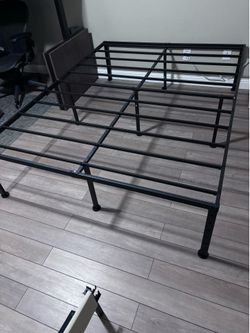 Black queen metal platform bed frame 18” high