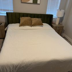 King Platform Bed Frame, King Bed And Beautiful Matching Painting 