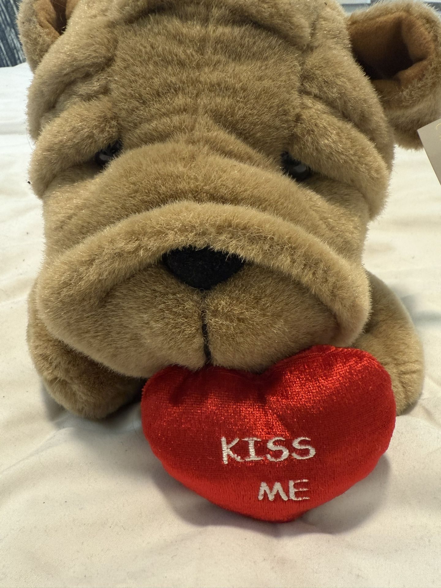 Plush Bulldog Kiss Me Valentine