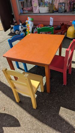 Table And 4 Chairs Toddler Kids Set Wood Wooden