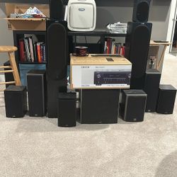 Surround System AVR-S760H With All Of Its Speakers And Base