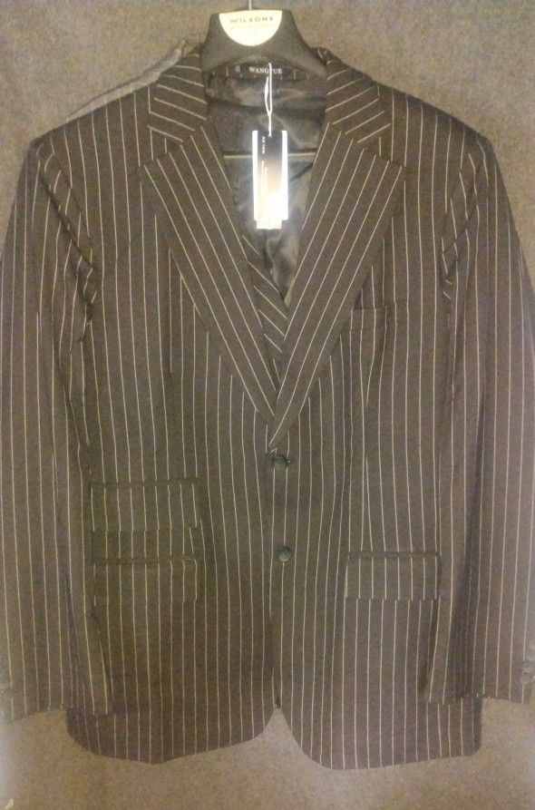 Black Pinstripe Men's Suit Size 2x