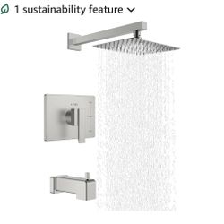 KENES Brushed Nickel Tub Shower Faucet Set Complete, Tub and Shower Trim Kit with 10-Inch Rain Shower Head, Square Shower System, KE-6024A (Shower Val