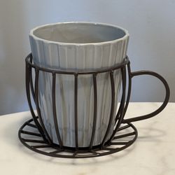 4.5” Coffee Cup Table Top Pot With Holder 