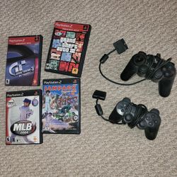 Play Station 2 Games and 2 Controllers