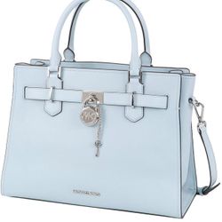 Michael Kors Vista Blue Medium Leather Satchel Crossbody Nah