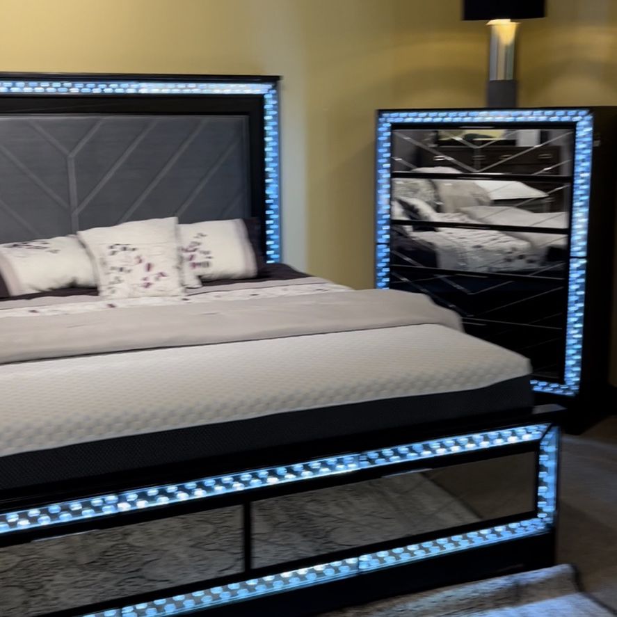 Bed set with lights