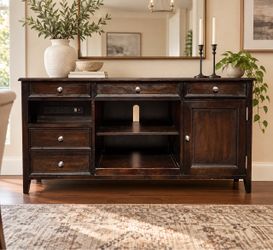 Dark Wood Sideboard Buffet with Drawers