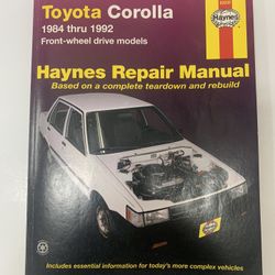 Haynes Manual For Toyota Corolla 1984-1992