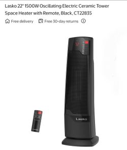 Lasko 22" 1500W Oscillating Electric Ceramic Tower Space Heater with Remote