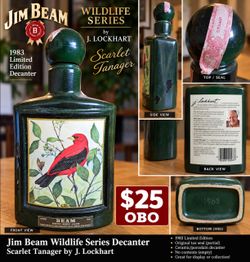 Vintage 1983 Jim Beam Wildlife Series Scarlet Tanager Decanter – $25 OBO