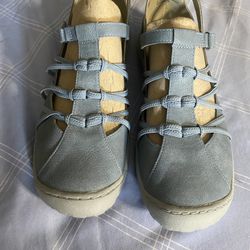  Jambu Blue Leather Mary Jane Adjustable Size 11W