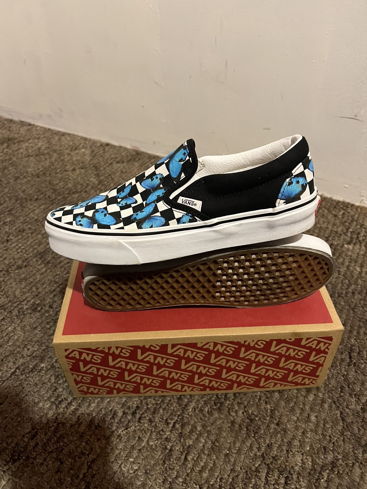 Vans Classic Slip Ons (Butterfly Checkerboard)