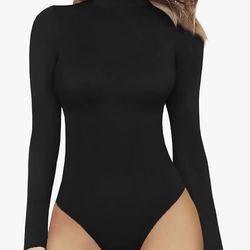 Black Bodysuit Turtle Neck Long Sleeve Top size XL New