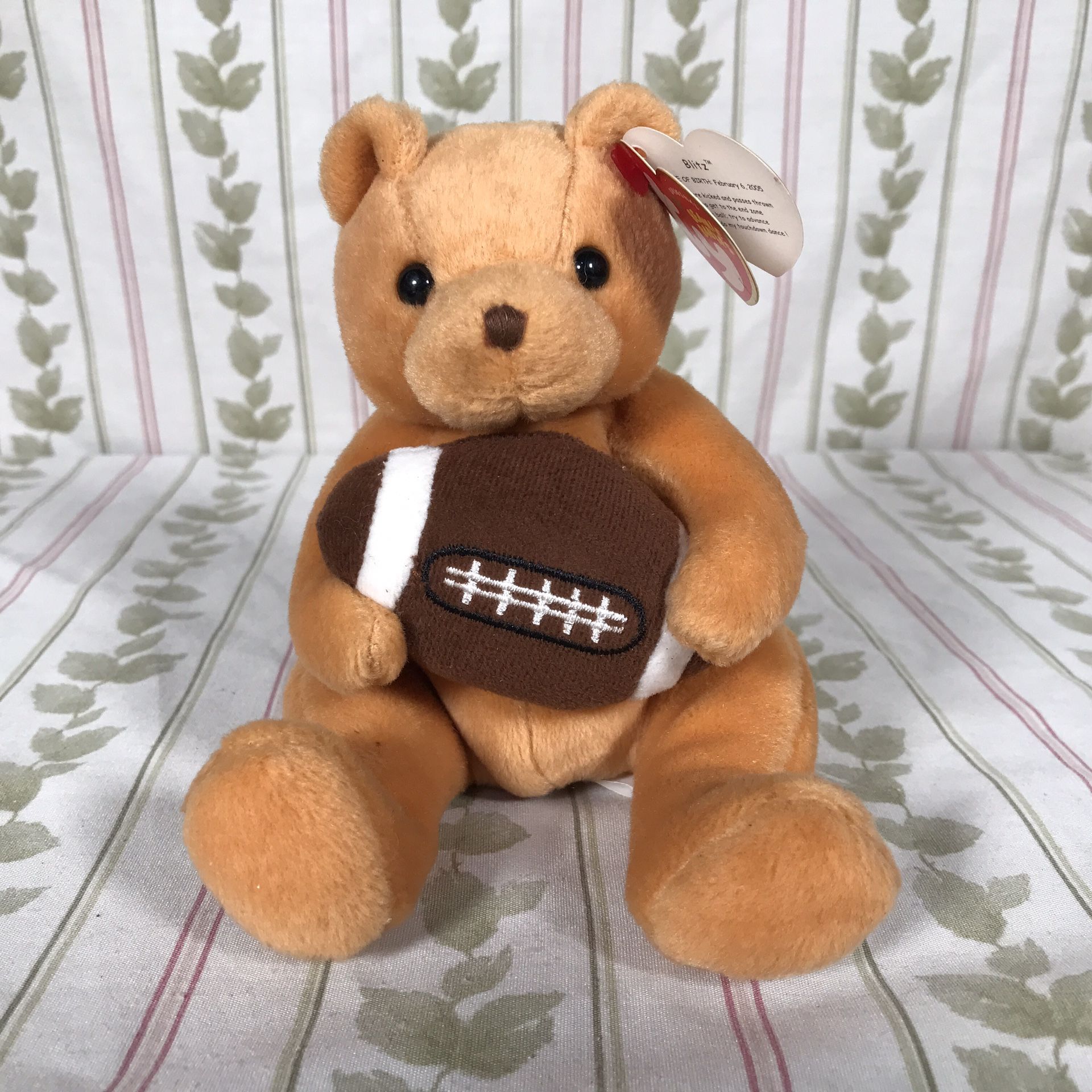 Blitz The Bear Beanie Baby Football Sports Teddy Collection Retired
