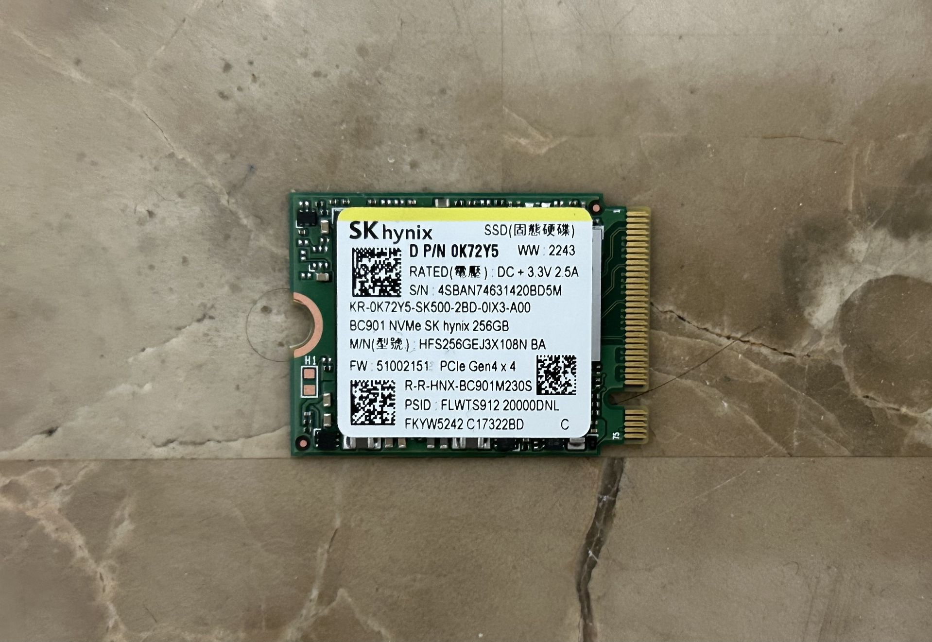 SK Hynix 256GB M.2 2230 NVMe SSD for laptop, desktop computer, steam deck, surface pro and others