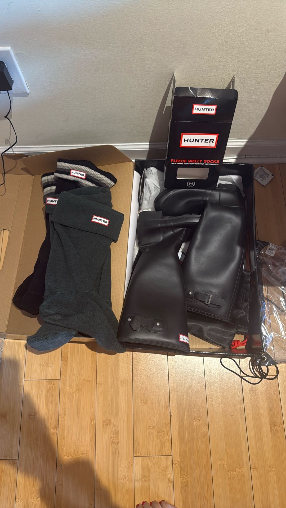 Hunter Boots And 2 Socks