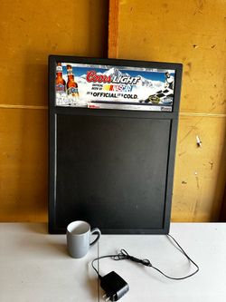 NASCAR Coors Light Bar Sign Chalk Board Promo Item Lights Up