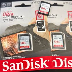 SanDisk SD Cards 128gb x3