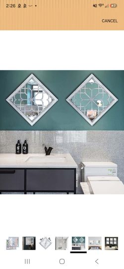 2 square rustic Gueorges mirrors,  for dining room,  living room,  bedroom or bathroom  12 inches by 12 inches