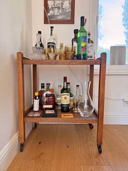Antique Oak Bar On Casters