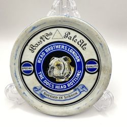 ANTIQUE EARLY 1900’s Ceramic Beer Advertising Coaster Bass & Co Pale Ale The Dogs Head Bottling