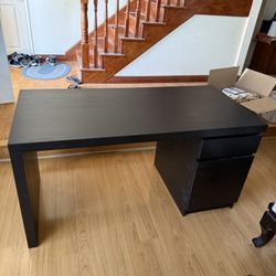 IKEA MALM Desk – Black-Brown, with Drawer Unit