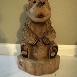 Wood Carved Bear Statue