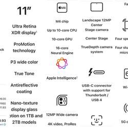 iPad Pro 11” Chip M4  1Tb  (Only WiFi) New