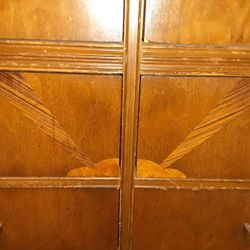 Vintage 1930's Art Deco Dresser With Mirror - Sunburst Veneer - Solid Wood