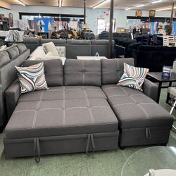 ❤️‍🔥Hot Deal❤️‍🔥Brand New Pull-up Bed Sectional With Storage Chaise 