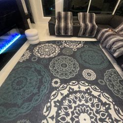 Alfresco Area Rug Decoration House Home Interior Indoor Outdoor Extra Large Coastal Blue Dining Area Living Room Furniture Accent 