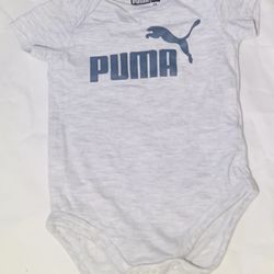  3-6 months light gray puma onesie used