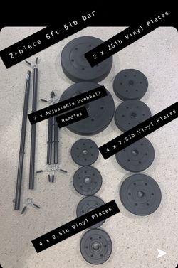 Standard 1” Vinyl Weight Set (95Lb Total) Barbell + Dumbbell Pair (New) See Other Pictures & Description for More Details!