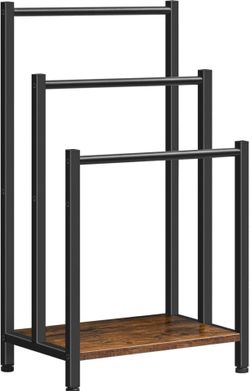 (2725)Free Standing Towel Rack, 3 Tier Blanket Rack, Blanket Holder for Bathroom, 16.9" L x 11" W x 31.9" H, Industrial Metal Drying and Display Rack