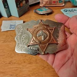 COMSTOCK GERMAN SILVER WESTERN BELT BUCKLE VINTAGE