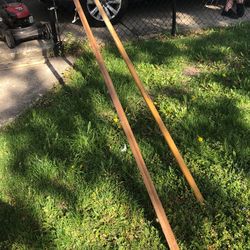 FREE handrails stair bannisters.  130 inches long I think they are oak.