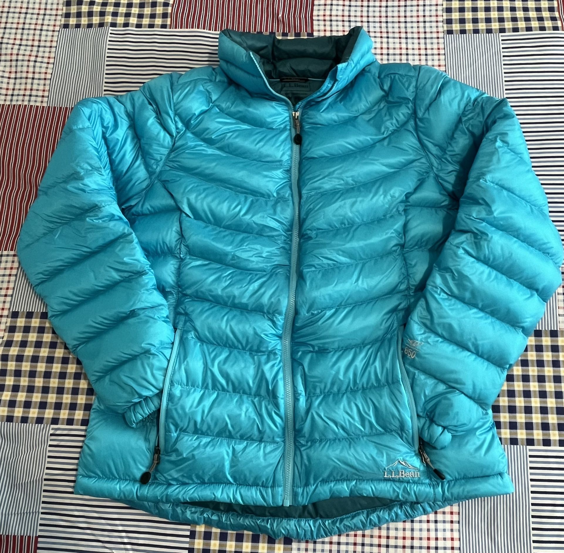 LL Bean Full Zip 850 Puffer Jacket..Sz Medium..Color Teal Blue..