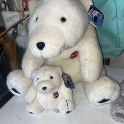 1993 Vintage Large And Small Coca Cola Bears 