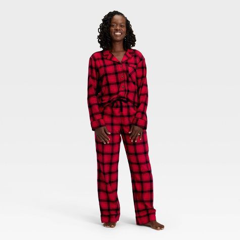 NWT Wondershop Women's Plaid Flannel 2 Piece Family Sleep Set Red/Black M