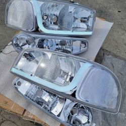 01-06 Sierra Yukon Denali LED Headlights Luces Micas Calaveras Faros Faroles Focos Headlamps 