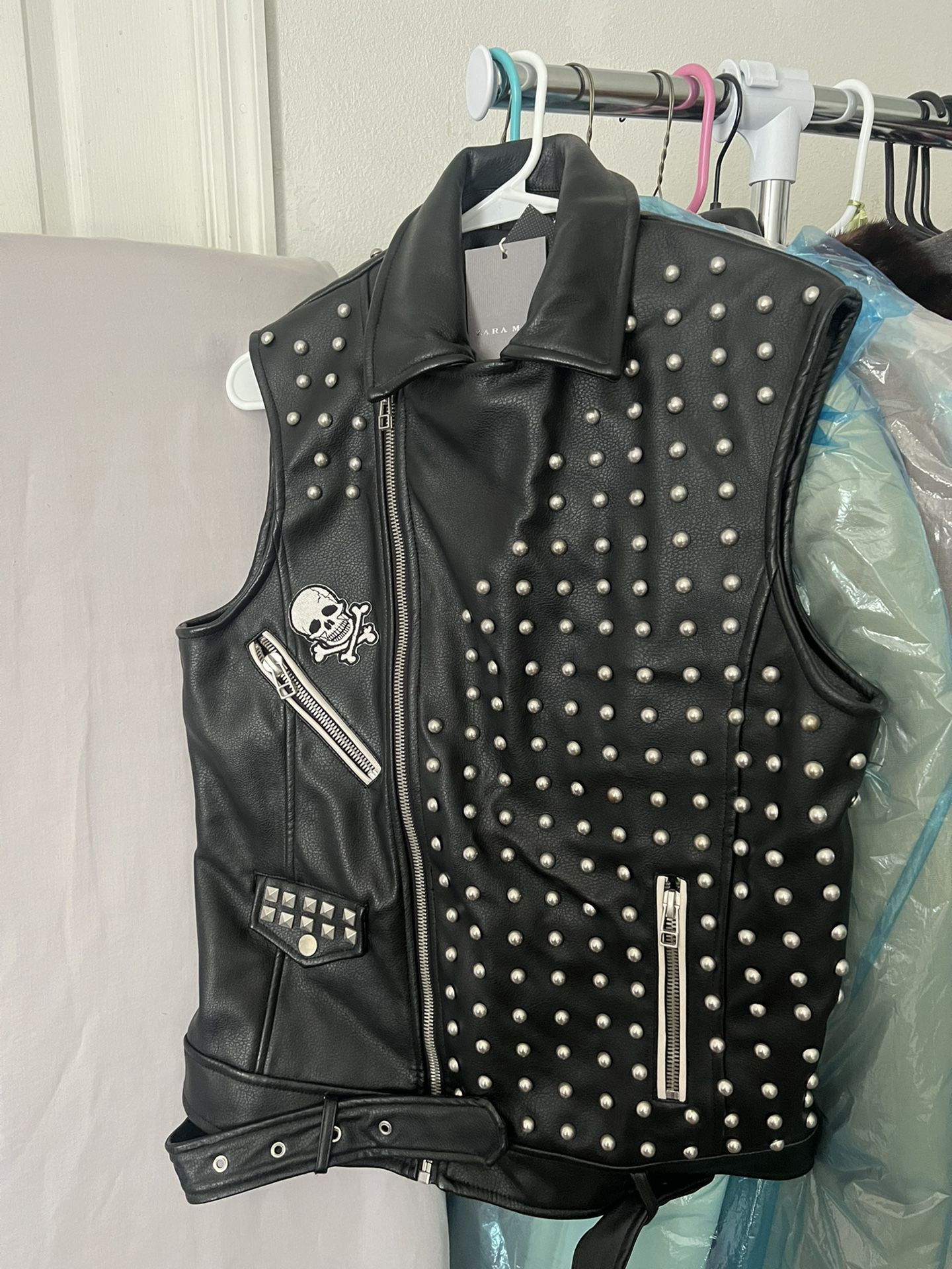 Black Leather Vest “Zara” (Brand New)