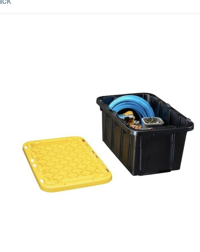 Set Of 6 HDX 7 Gal. Tough Storage Tote in Black with Yellow Lid