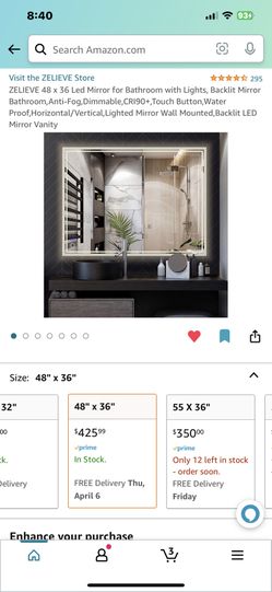 ZELIEVE 48 x 36 Led Mirror for Bathroom with Lights
