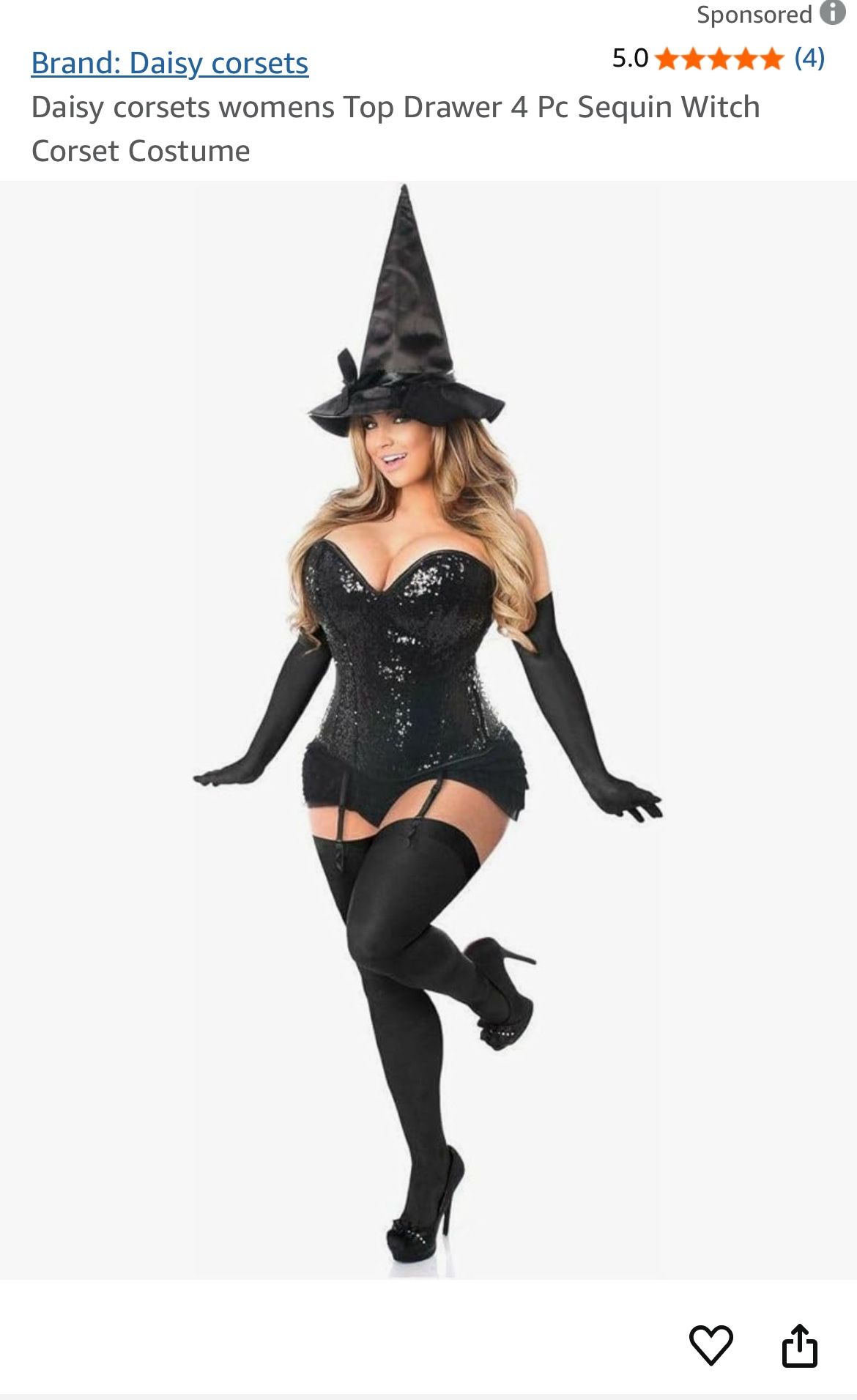 Black sequel corset with matching underwear, gloves, and hat